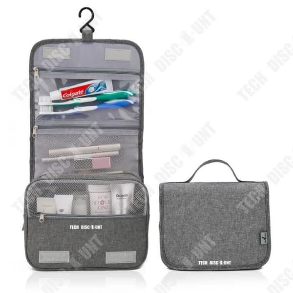 TD® Business Travel Wash Bag Foldbar Bärbar Kosmetikväska Multifunktionell förvaringsväska för män och kvinnor Grå