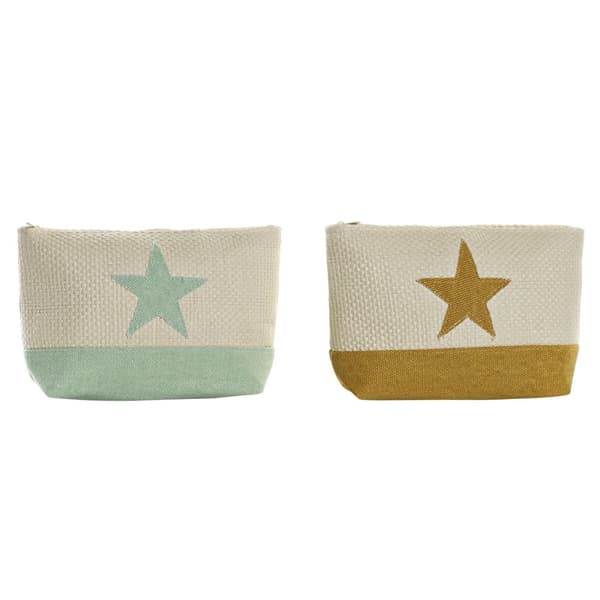 Necessär DKD Home Decor Naturell Mint Stjärna Senap Medelhavs (25 x 6,5 x 16 cm) (2 antal)
