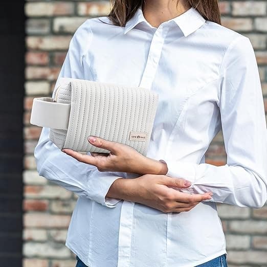 Liten kosmetikaväska för resor Eco-läder Vattentät Beige för handväska