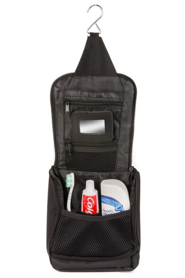 SNUGPAK ESSENTIAL WASH BAG BLACK, resenecessär med spegel