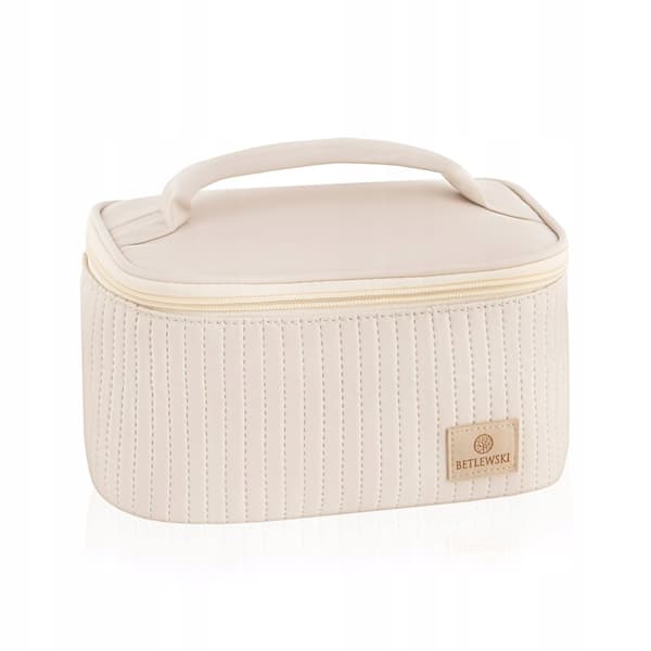 BKP-12 BEIGE Suorakaiteen muotoinen tikattu meikkilaukku STELLA