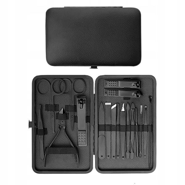 SÆT Manicure Pedicure Face TRAVEL 18 ELEMENTER XXL Sort MAT