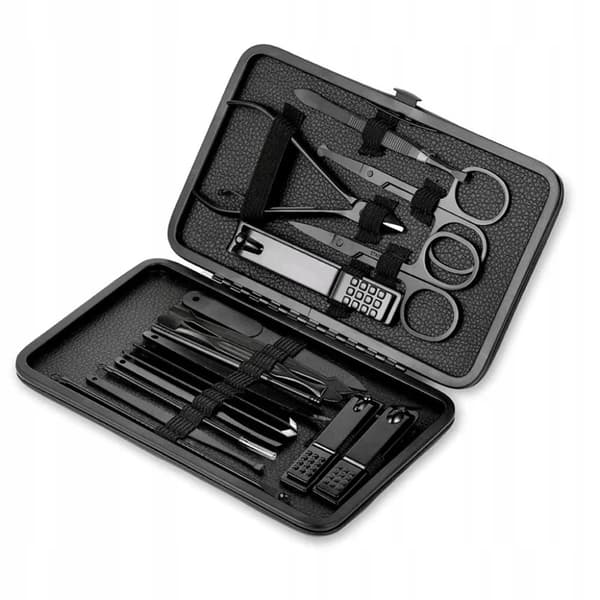 SÆT Manicure Pedicure Face TRAVEL 18 ELEMENTER XXL Sort MAT