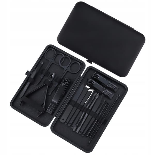 SÆT Manicure Pedicure Face TRAVEL 18 ELEMENTER XXL Sort MAT