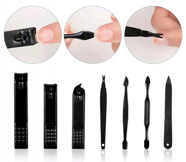 SÆT Manicure Pedicure Face TRAVEL 18 ELEMENTER XXL Sort MAT