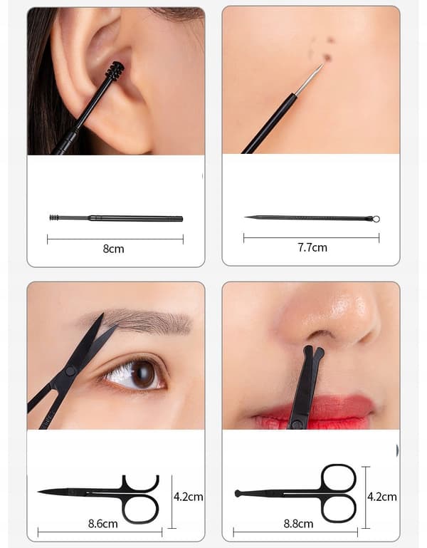 SÆT Manicure Pedicure Face TRAVEL 18 ELEMENTER XXL Sort MAT