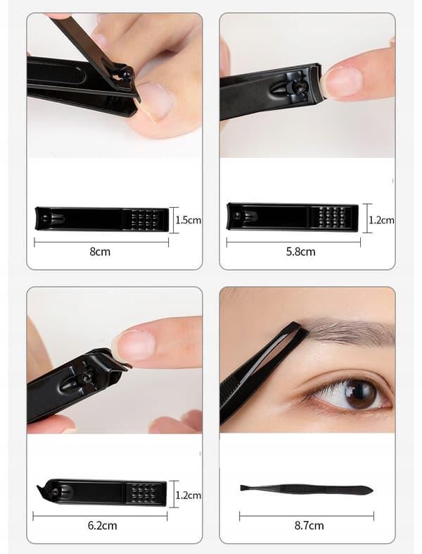 SÆT Manicure Pedicure Face TRAVEL 18 ELEMENTER XXL Sort MAT