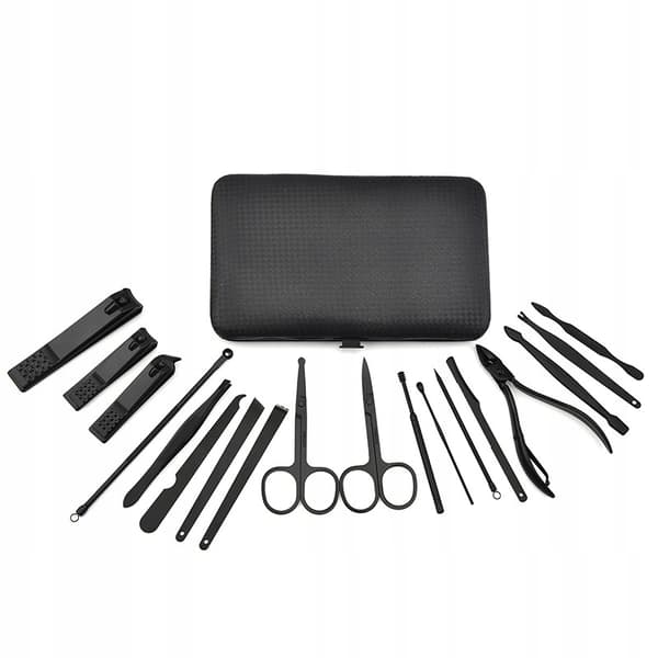 SÆT Manicure Pedicure Face TRAVEL 18 ELEMENTER XXL Sort MAT