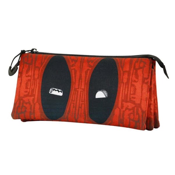 Trousse Triple ECO - Marvel - Deadpool Vapen - Röd - Zippad - Barn