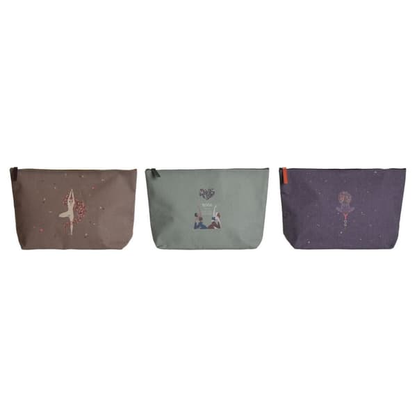 Necessär DKD Home Decor Brun Grön Bordeaux Kanvas Yoga 33 x 8 x 20 cm (3 antal)