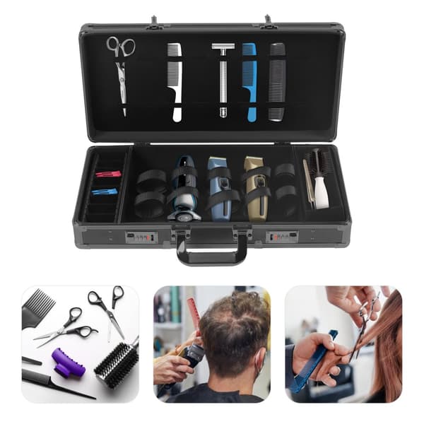 Barber Organizer Værktøjskasse, Holdbar Aluminiumskonstruktion, Sikker Kombinationslås, Bærbart Design