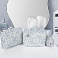 Miniatyrbillede 4 af 5: Lollanda Sæt med 3 Kosmetiktaske Blomster Makeup Taske Lys Toilettaske Dame Afslappet Kosmetisk Kosmetiktaske
