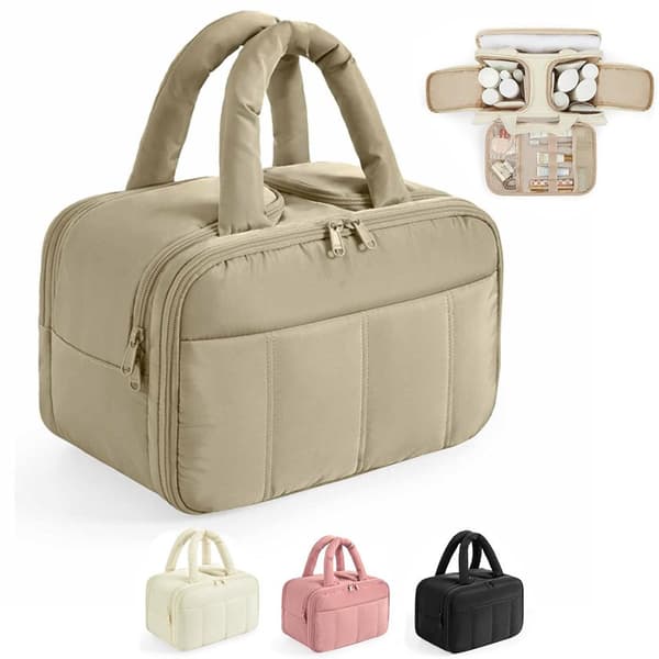 Lollanda Travel -hygienialaukku, tilava, vedenpitävä, käytännöllinen, tyylikäs, kahvoilla, matkoille, kuntosalille ja kotiin, miehille ja naisille Ruskea