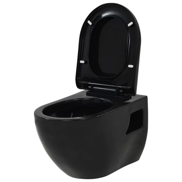 vidaXL væghængt toilet med skjult cisterne keramisk sort