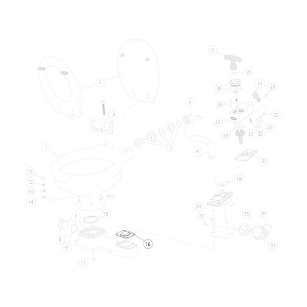 Klaffventil Jabsco Base Valve Gasket 29043-0000, till manuella båttoaletter