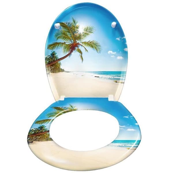XMTECH Toalettsits, Soft Close Toalettsits, Toalettskål Bezel O-formad toalett i Urea-Sunny Beach