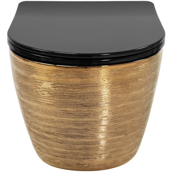 CARLO FLAT TOILETKUMME, SORT, BØRSTET GULD