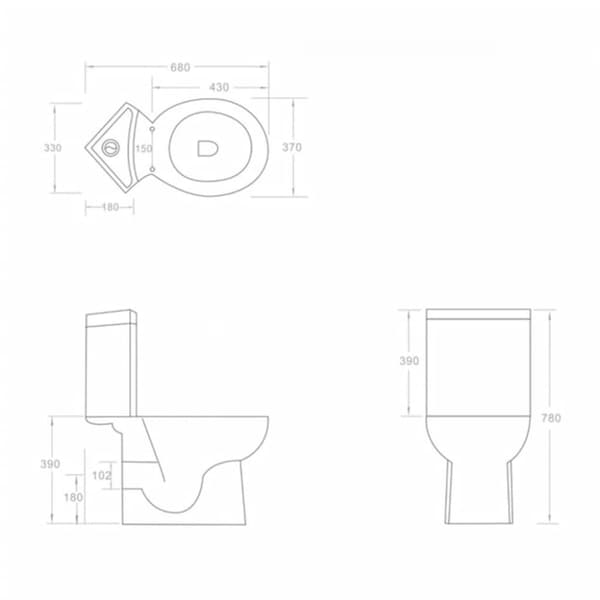 keramisk hjørnetoilet sort