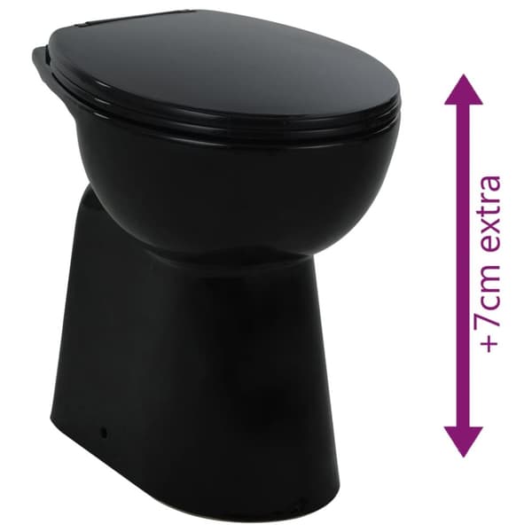 højt toilet uden kant soft close 7 cm højere keramik sort