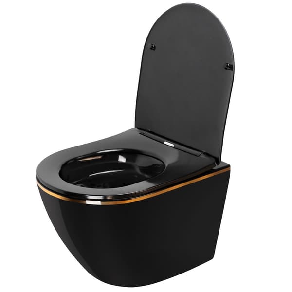 Væghængt toilet Rea CARLO Mini Sort Guld Kant
