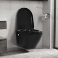 Miniatyrbillede 3 af 11: vidaXL væghængt toilet med skjult cisterne keramisk sort -  Toiletter