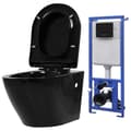Miniatyrbillede 1 af 11: vidaXL væghængt toilet med skjult cisterne keramisk sort -  Toiletter