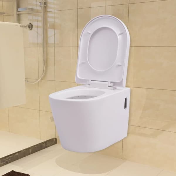 vidaXL væghængt toilet med skjult cisterne keramik hvid - Toiletter