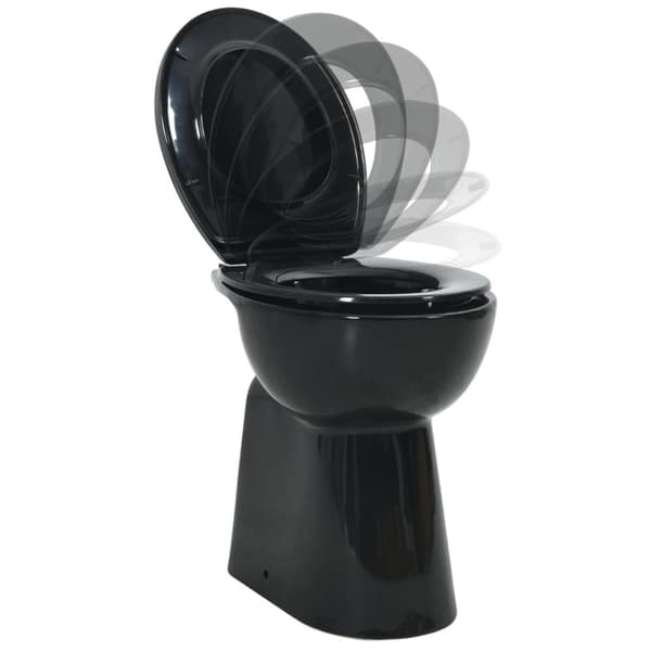 vidaXL højt toilet uden kant soft close 7 cm højere keramik sort -  Toiletter