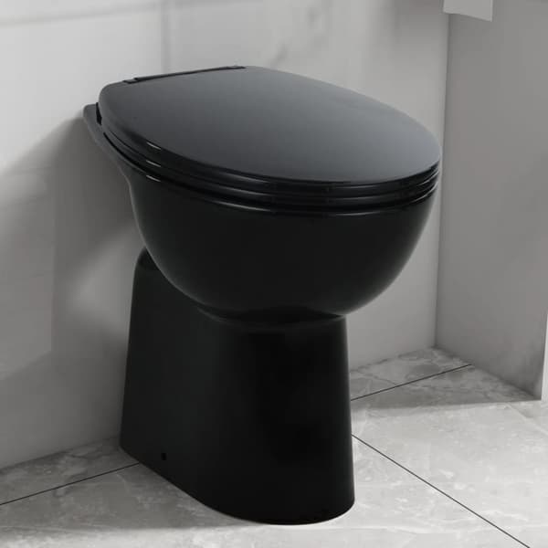 vidaXL højt toilet uden kant soft close 7 cm højere keramik sort -  Toiletter