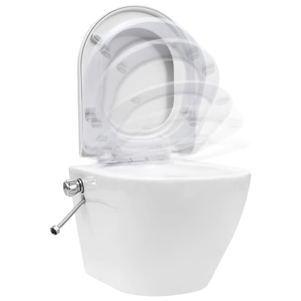 vidaXL væghængt toilet uden kant og med skjult cisterne keramik hvid - Toiletter