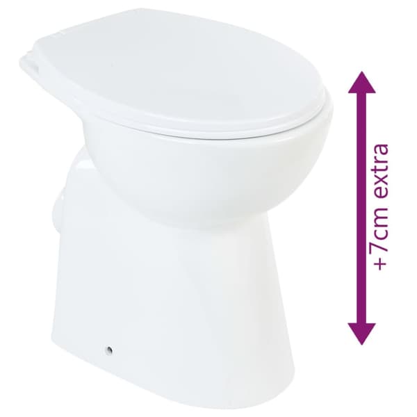vidaXL højt toilet uden kant soft close 7 cm højere keramik hvid -  Toiletter