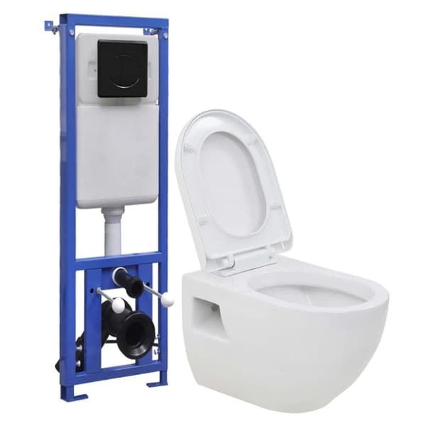 vidaXL Seinään kiinnitettävä WC piilotettu korkea säiliö keraaminen -  WC:t