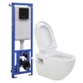 Pikkukuva 1 / 11: vidaXL Seinään kiinnitettävä WC piilotettu korkea säiliö keraaminen -  WC:t