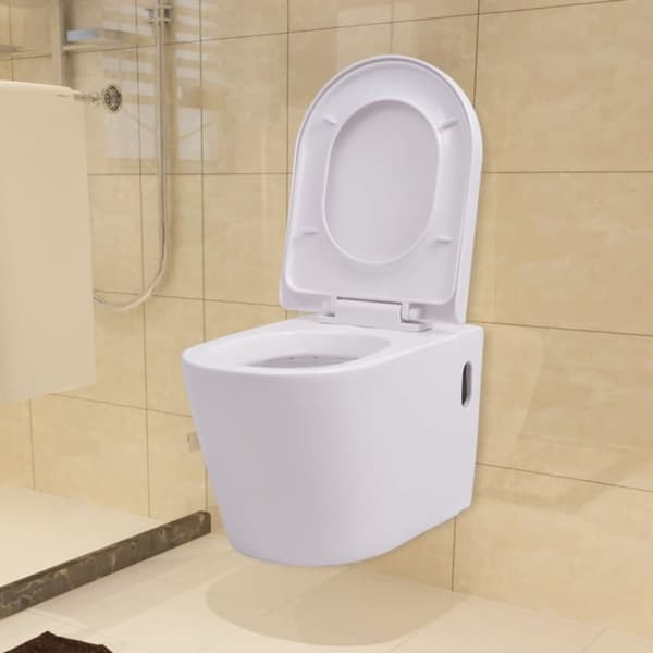 vidaXL væghængt toilet keramisk hvid -  Toiletter