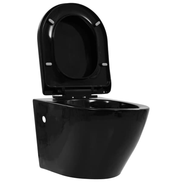The Living Store væghængt toilet uden kant keramik sort - Toiletter