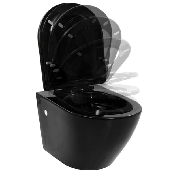 The Living Store væghængt toilet uden kant keramik sort - Toiletter