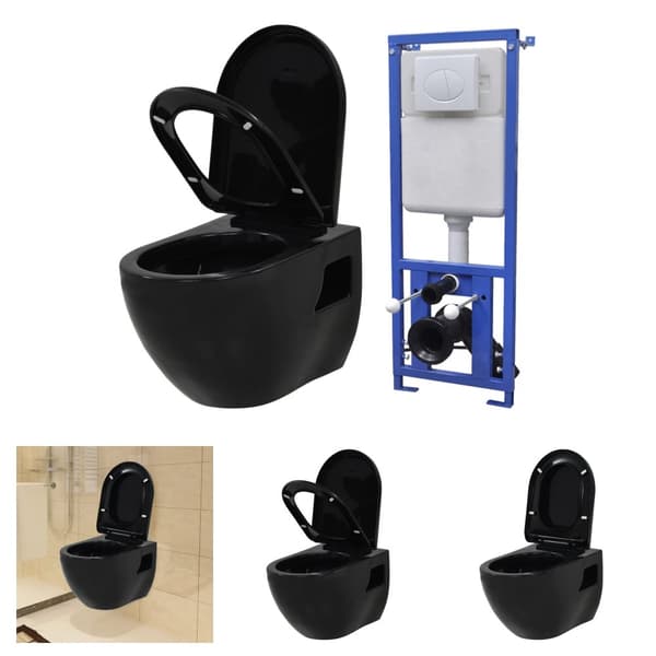 The Living Store væghængt toilet med skjult cisterne keramik sort -  Toiletter