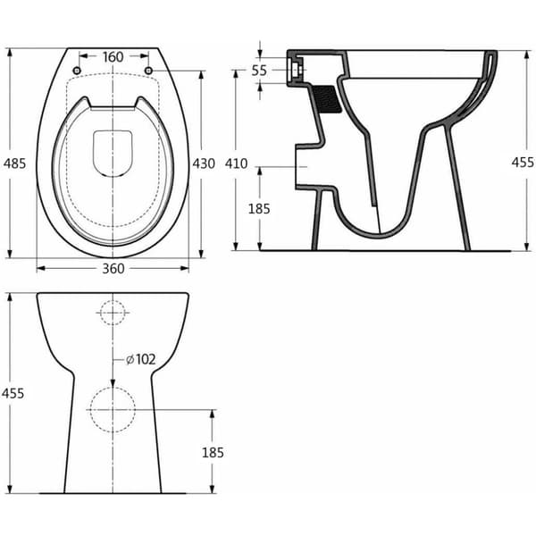 The Living Store højt toilet uden kant soft close 7 cm højere keramik hvid -  Toiletter