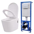 Miniatyrbillede 2 af 11: Toiletter - Living væghængt toilet med skjult cisterne keramik hvid