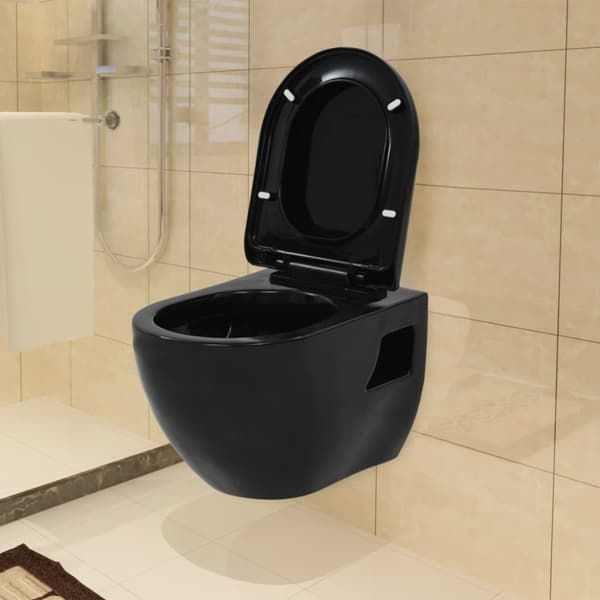Toiletter - Living væghængt toilet med skjult cisterne keramik sort