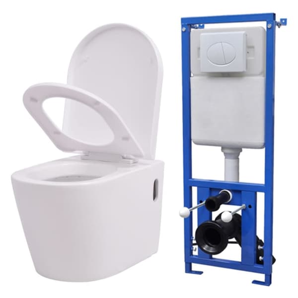 Væghængt toilet med skjult cisterne keramik hvid - Væghængt Toilet - Væghængte Toiletter - Home & Living
