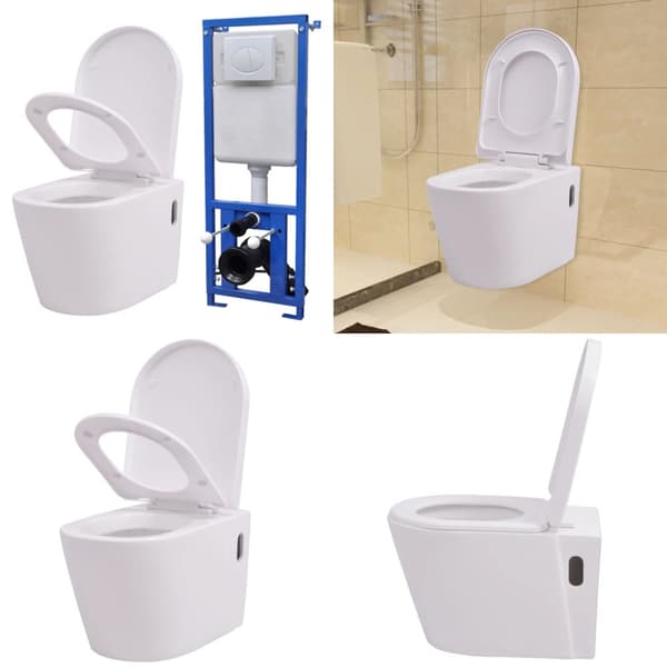 Væghængt toilet med skjult cisterne keramik hvid - Væghængt Toilet - Væghængte Toiletter - Home & Living