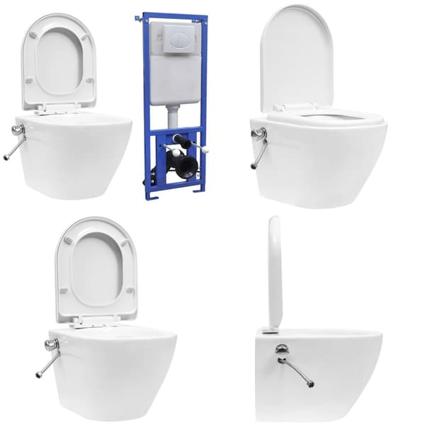 Væghængt toilet uden kant og med skjult cisterne keramik hvid - Væghængt Toilet - Væghængte Toiletter - Home & Living