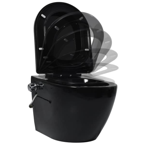 Vägghängd toalett kantlös med dold cistern keramik svart - Vägghängd Toalett - Vägghängda Toaletter - Home & Living