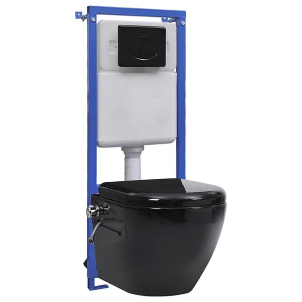 Vägghängd toalett kantlös med dold cistern keramik svart - Vägghängd Toalett - Vägghängda Toaletter - Home & Living
