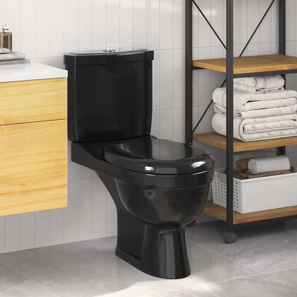 Toalettstol med cistern svart