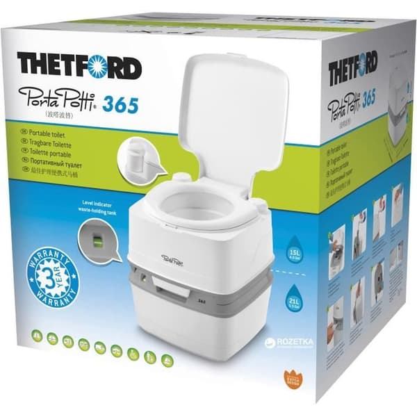Bärbar toalett - THETFORD - Porta Potti Qube PP365 - Kapacitet 21L - Kolvpump