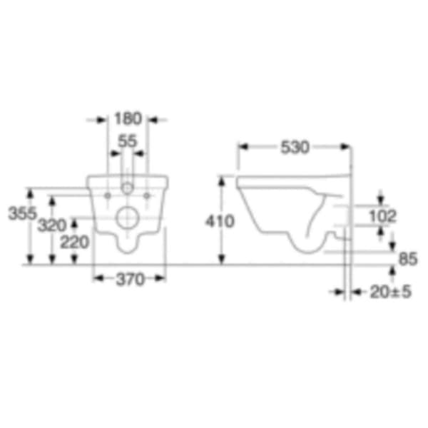 Gustavsberg 5G84 HF Vegghengt toalett med soft-close sete