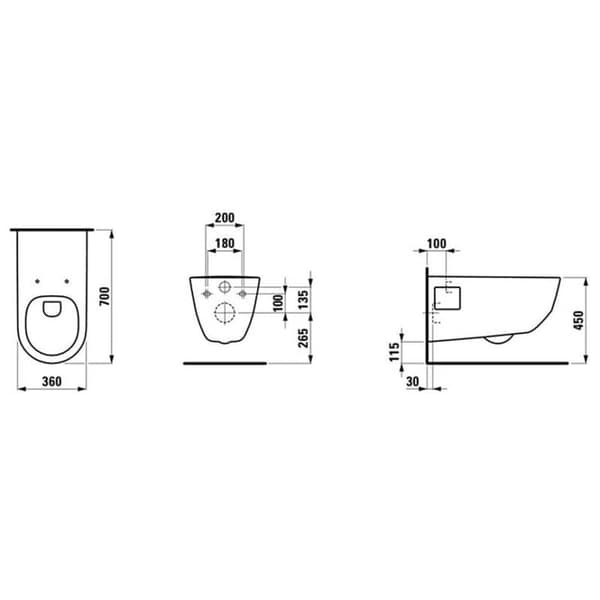Laufen Liberty Pro HC Rimless Veggskål uten toalettsete