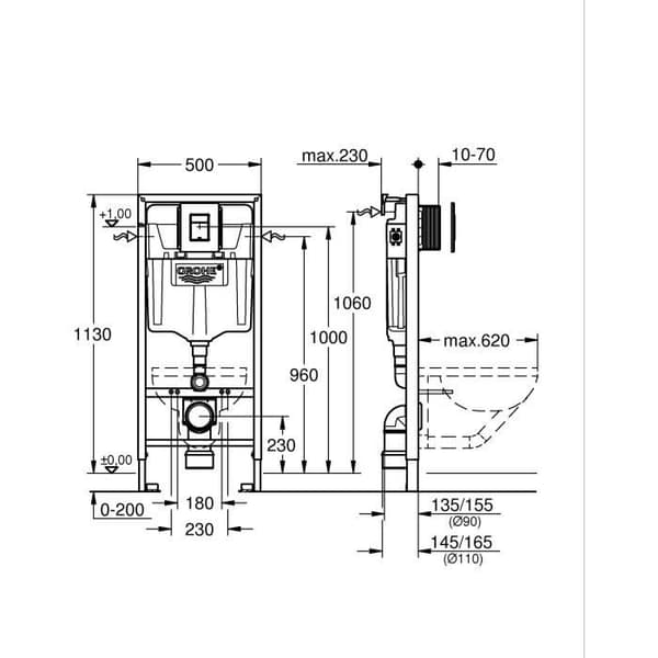 Solido pack 3 i 1 för WC - Installationshöjd 1,13m - GROHE - 38811KF0
